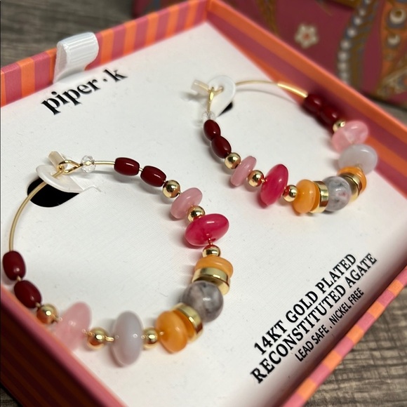 Piper K | Vibrant Reconstituted Agate Hoops ✨ - Picture 7 of 7